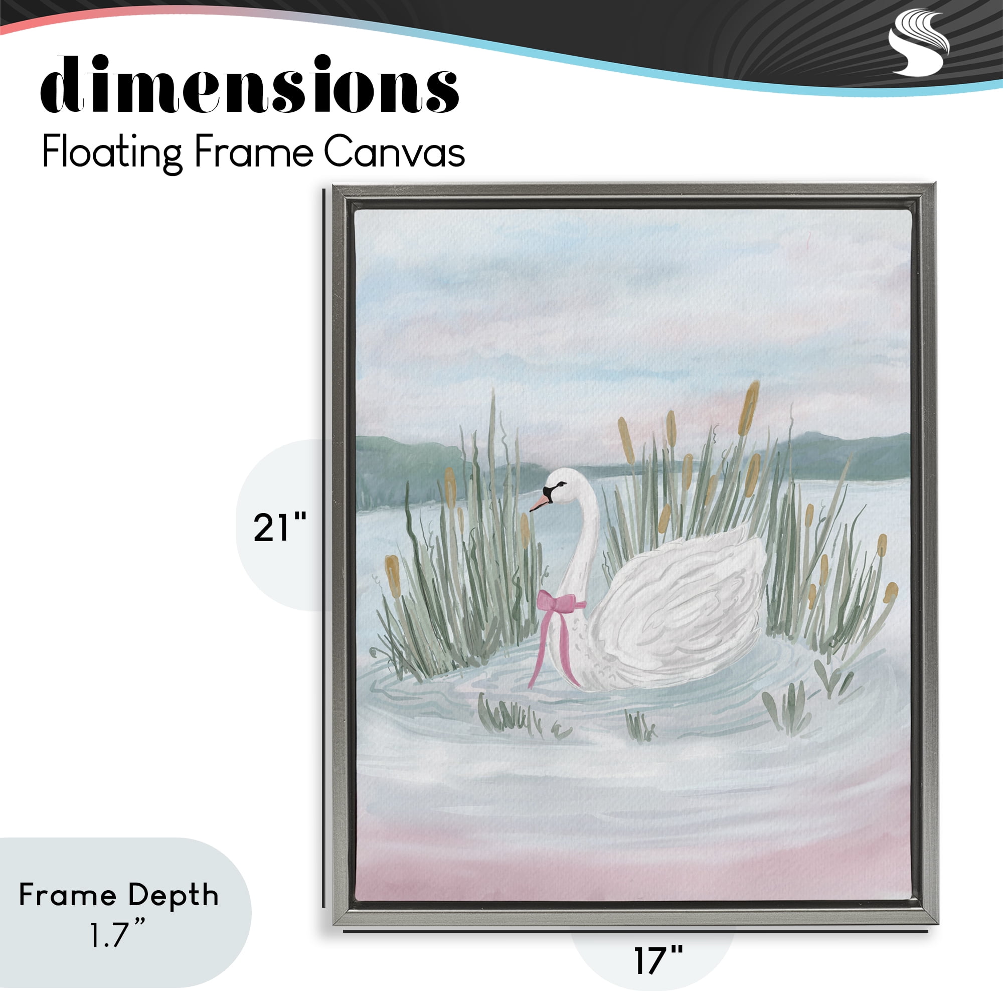 Stupell Industries Swan Serenade on Lake Gray Framed Floater Canvas Wall Art, design by Adreane Fippinger
