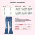 thumbnail image 7 of iiniim Kids Girls Ripped Flared Jeans Casual Fitted Denim Bell Bottoms Distressed Denim Wide Leg Pants Blue 10, 7 of 7