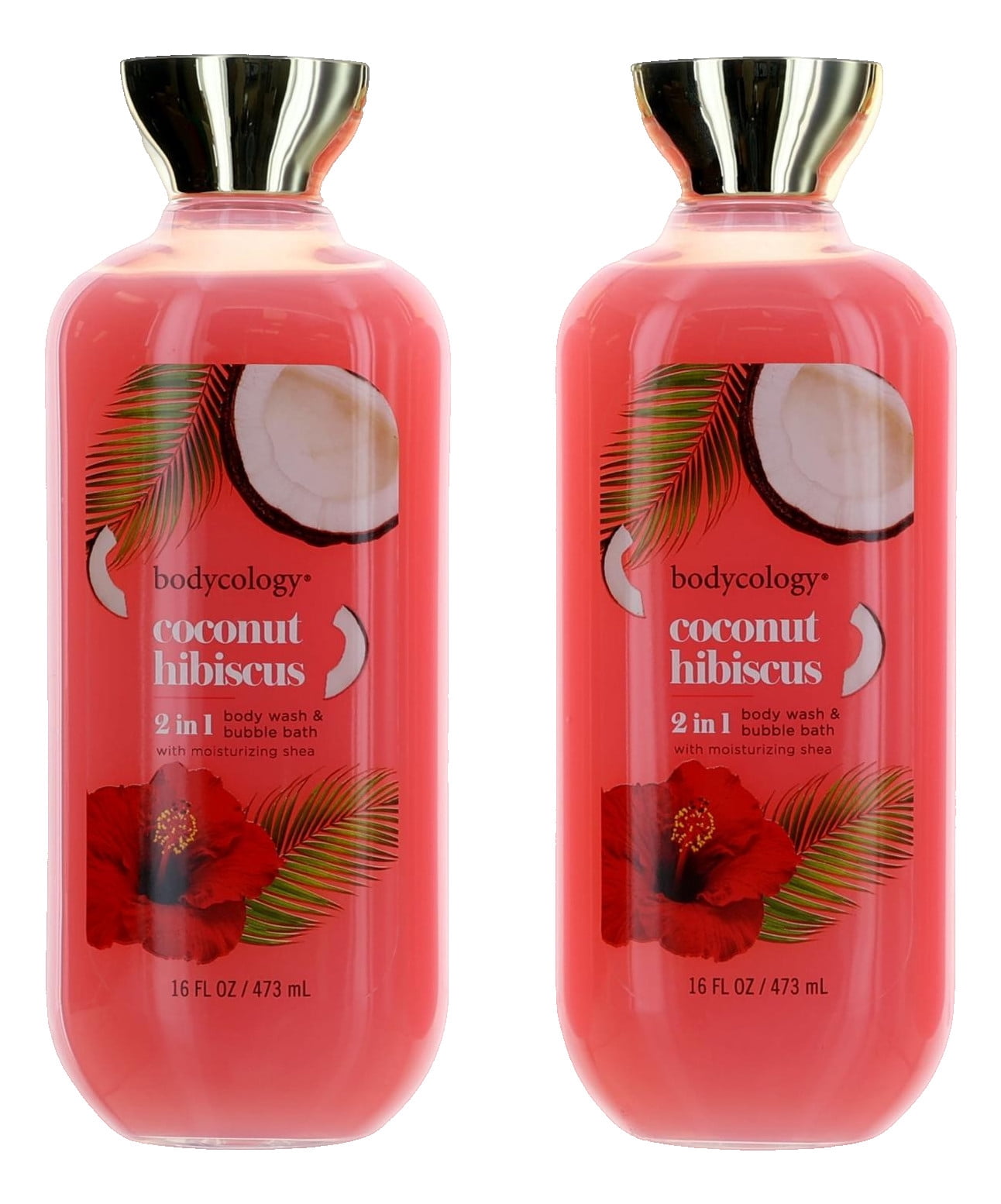 Coconut Hibiscus by Bodycology, 16 oz 2 in 1 Body Wash & Bubble Bath for Women, 3 Pack