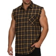 thumbnail image 2 of Bxsruta Men's Sleeveless Plaid Button Down Shirt Casual Frayed Edge Lapel Tank Top for Daily Wear, 2 of 8