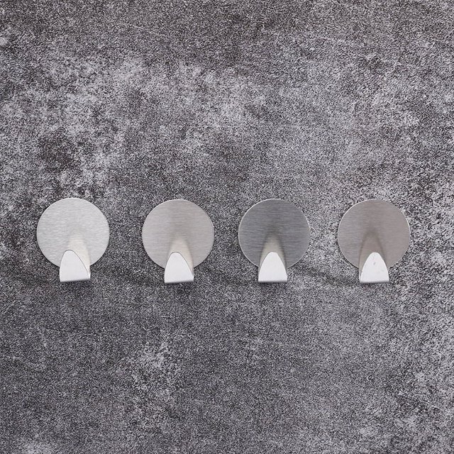 Gancho de pared adhesivo de 4 piezas, ganchos adhesivos para cocina y baño, gancho adhesivo para toalla sin perforación de acero inoxidable, 3,5*3,5 cm