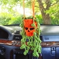 thumbnail image 1 of CHUANK Handmade Crochet Cool Car Rearview Mirror Pendant Halloween Skull Head Hanging Ornament Car Interior Room Decorations Holiday Gift, 1 of 6