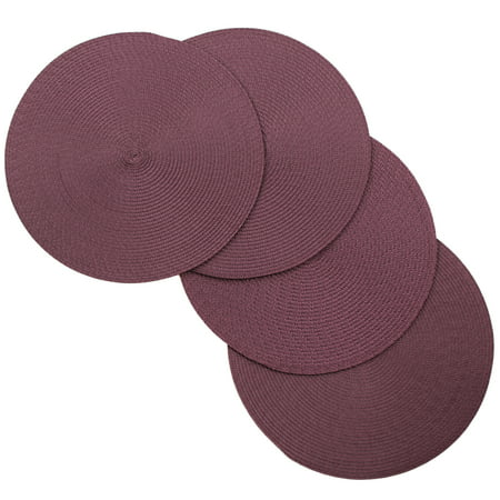 Vienna Woven Spiral Table Placemats 15 Inches Round Set of 4 Non-Slip Dining & Kitchen Table Mats Purple