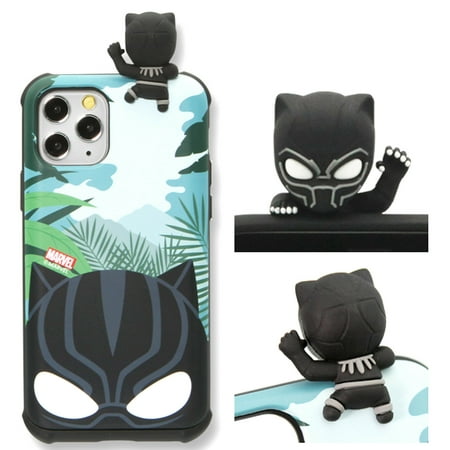 Marvel Avengers Black Panther Figure - Slim Protective Bumper Case Cover with Card Slot for iPhone 11 Pro