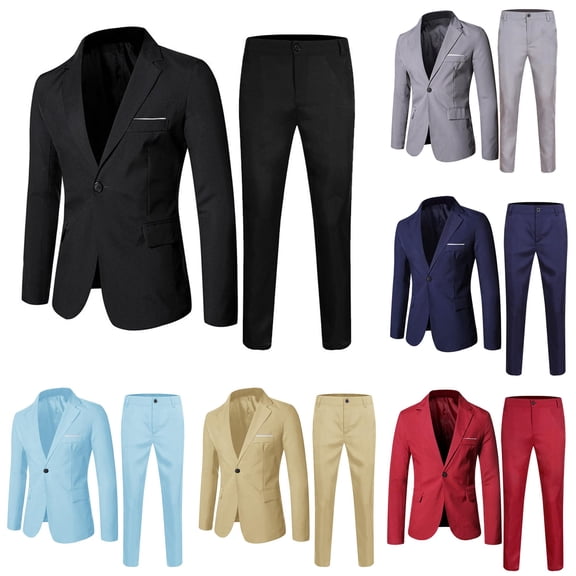Krdevn Boys 2‑Piece Formal Suit Set Single Button Blazer Jacket and Dress Pants Classic Party Wedding Outfit for Kids,17-18 Years