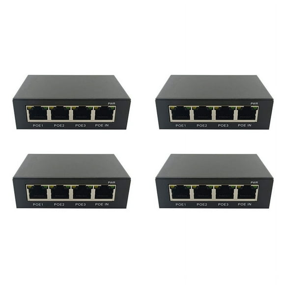 4X 4 Port Gigabit POE 100/1000M Network Switch Extender IEEE802.3Af/At Plug&Play for PoE Switch NVR IP Camera AP