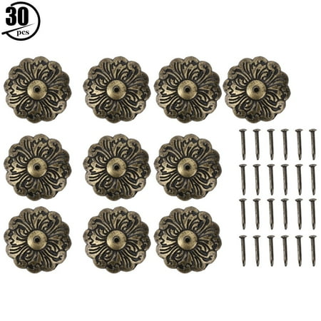 

30Pcs Upholstery Nail Retro Flower Shape Cyan Bronze Zinc Alloy Furniture Hardware Accessories