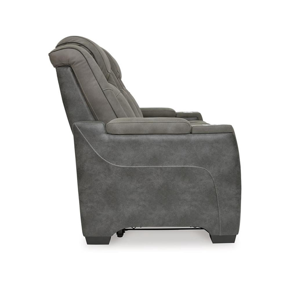 Ashley Furniture Next-Gen DuraPella Faux Leather Power Reclining Sofa in Gray