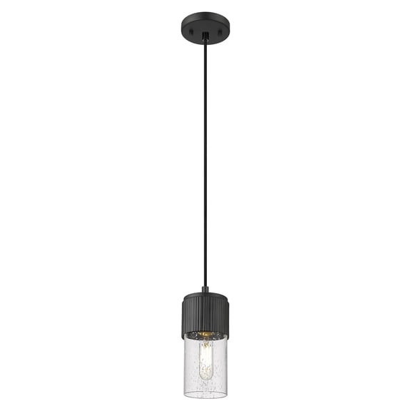 428-1P-BK-G428-7SDY Innovations Lighting Bolivar - 1 Light Cord Hung Pendant-4.75 Inch Wide and 7 Inch Tall-Matte Black Finish-Seedy Glass Color