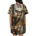 thumbnail image 6 of Daiia American Wildlife Deer Forest Pattern Womens Pajama Sets Short Sleeve Pajamas for Women Sets Soft Lounge Sets Casual Round Neck Sleepwear PJS-Large, 6 of 7