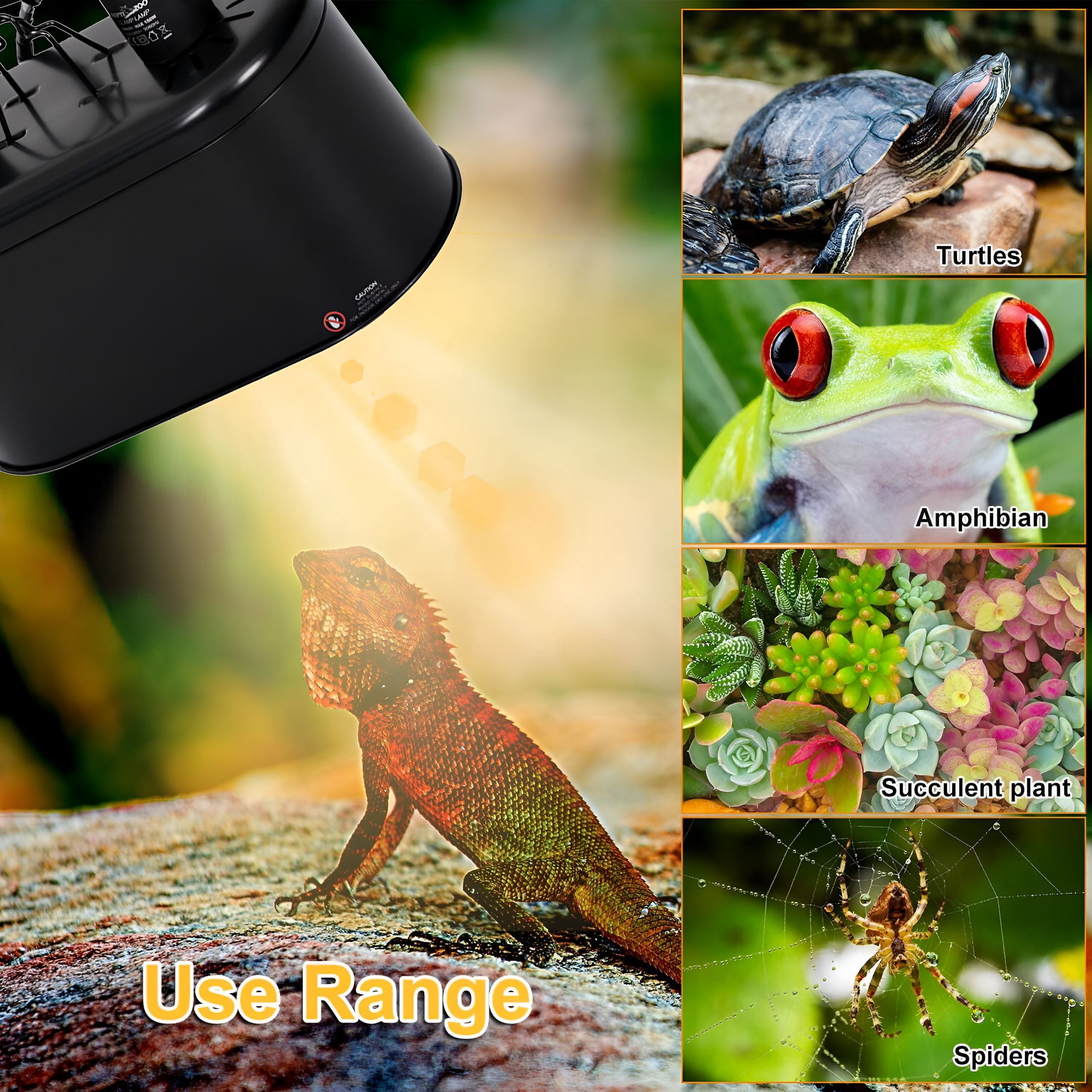 HIBIBUD 2026 New Reptile Heat Lamp Fixture, 150W Uva&Uvb Reptile Light, Dual Lamp Cap for Bearded Dragon Tank for Terrarium,Tank,Hatchling,Adult Reptiles