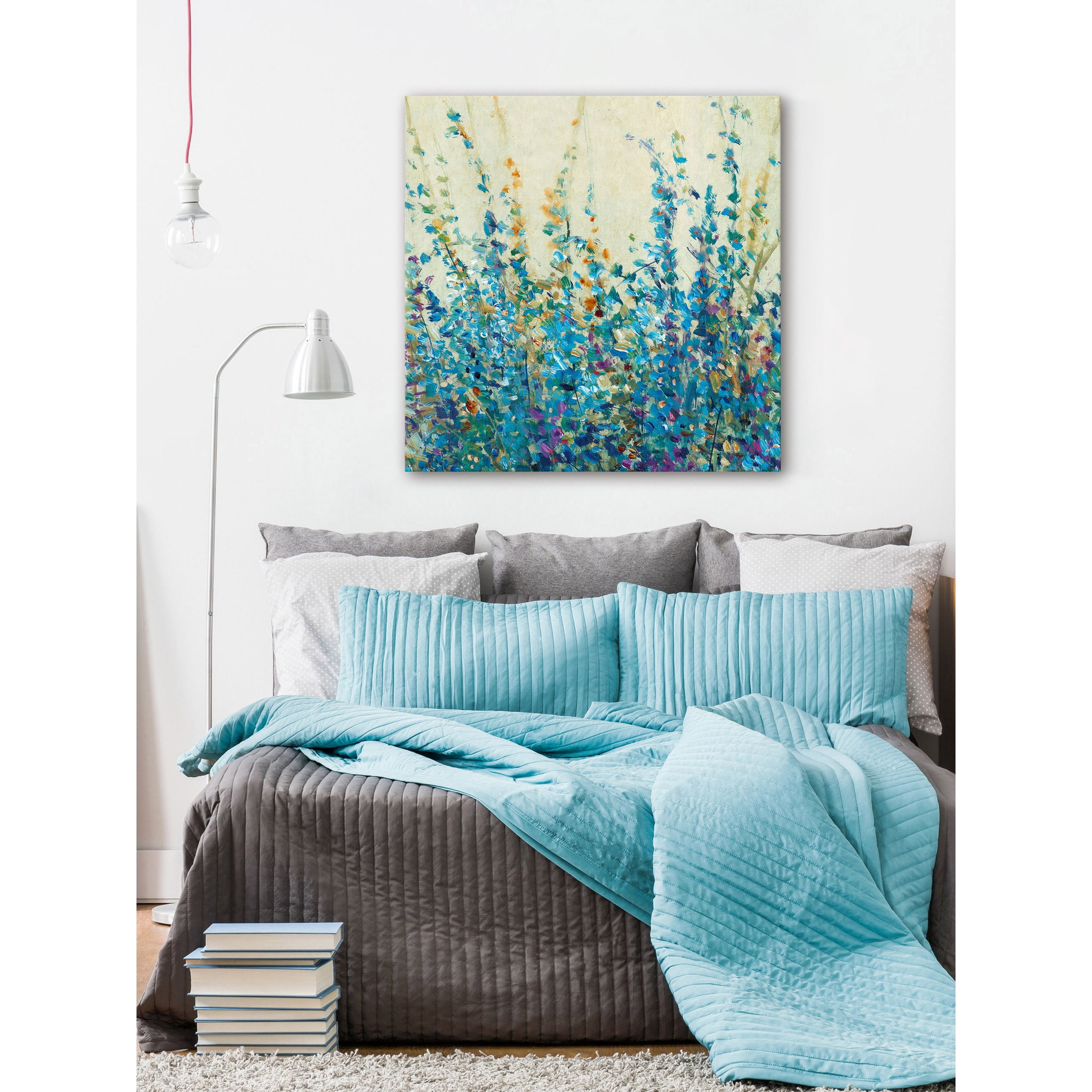 Marmont Hill "Tiny Blue Buds" Painting Print on Wrapped Canvas