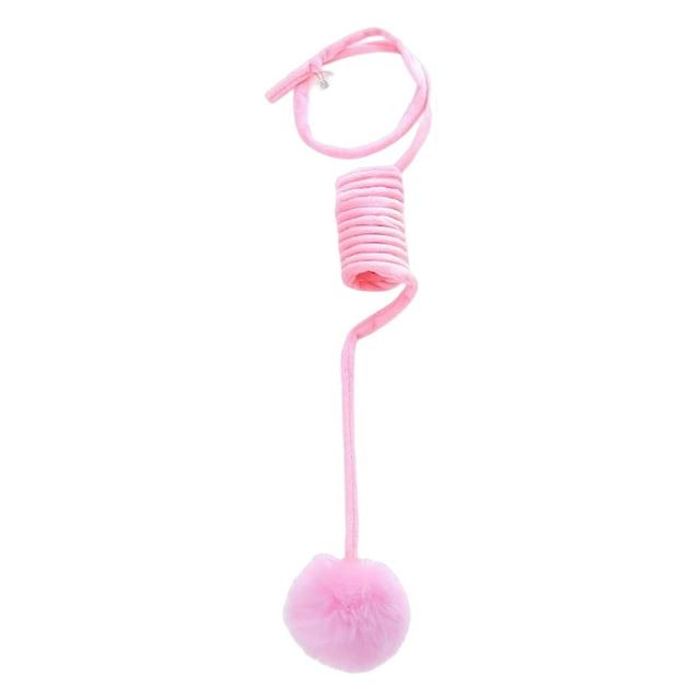 TISHITA Cat Kitten Toy Exercise Retractable Spring Funny Indoor Flexible Fuzzy Balls Cat Pink
