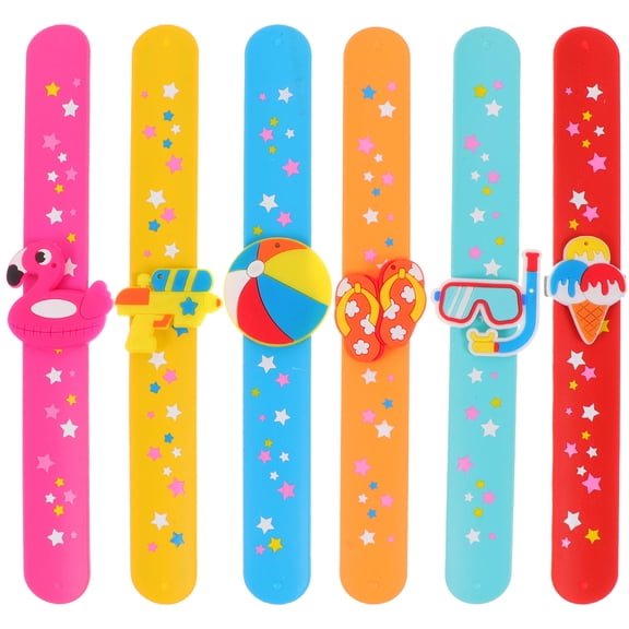 OFFIGAM 6-Pack Kids Slap Bracelets Assorted Colors Fun Wrist Toys for Children Party Favors and School Prizes