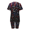 thumbnail image 3 of Pounoo Women's 2 Piece Outfits Knit Sets Independence Day Style Lightweight Breathable V Neck Short Sleeve Star Print Top And Biker Shorts Gift, 3 of 6