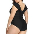 thumbnail image 3 of Huesdet Women's Plus Size Swimsuit One Piece Tummy Control Bathing Suit Modest Full Coverage Ruffle Swim Suits[Black,S], 3 of 6