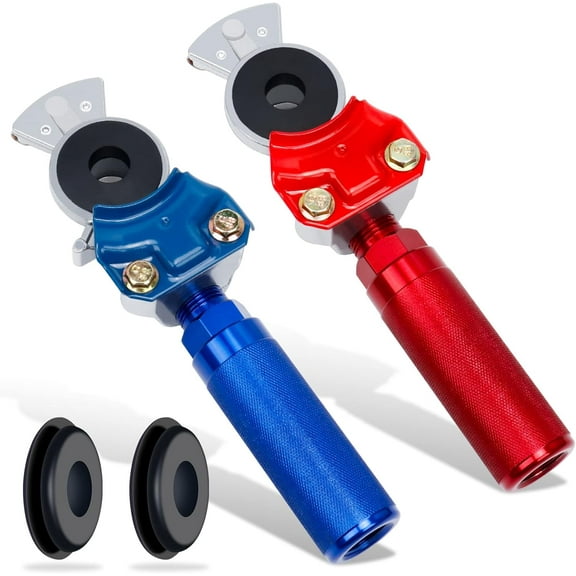 Glad Hands Set with Service Emergency Glad Hand, Anodized Aluminum Extension Handles Grips and Seals for Semi Truck Trailer Tractor RVs, Air Brake Coupling Handshake, Gladhand Connectors