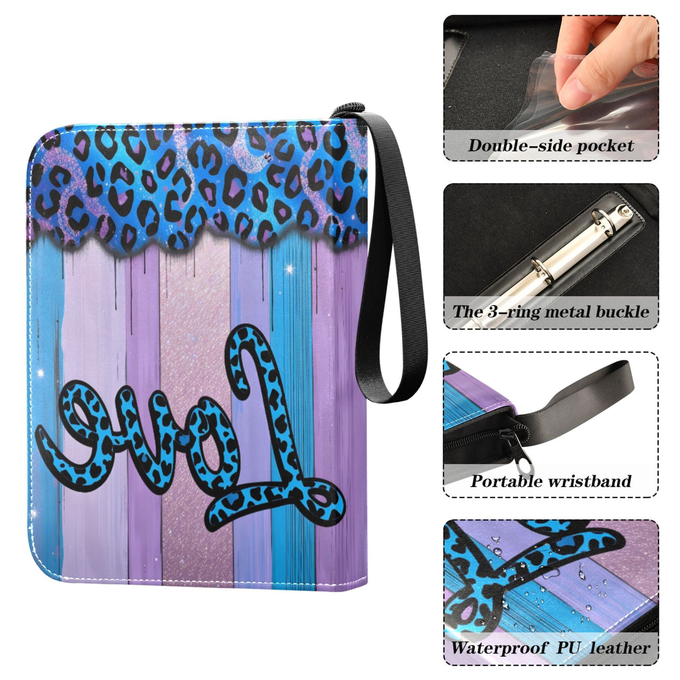 ALAZA Love with Leopard Trading Card Binder 4 Pocket Cards Collection Album 400 Folder Holder