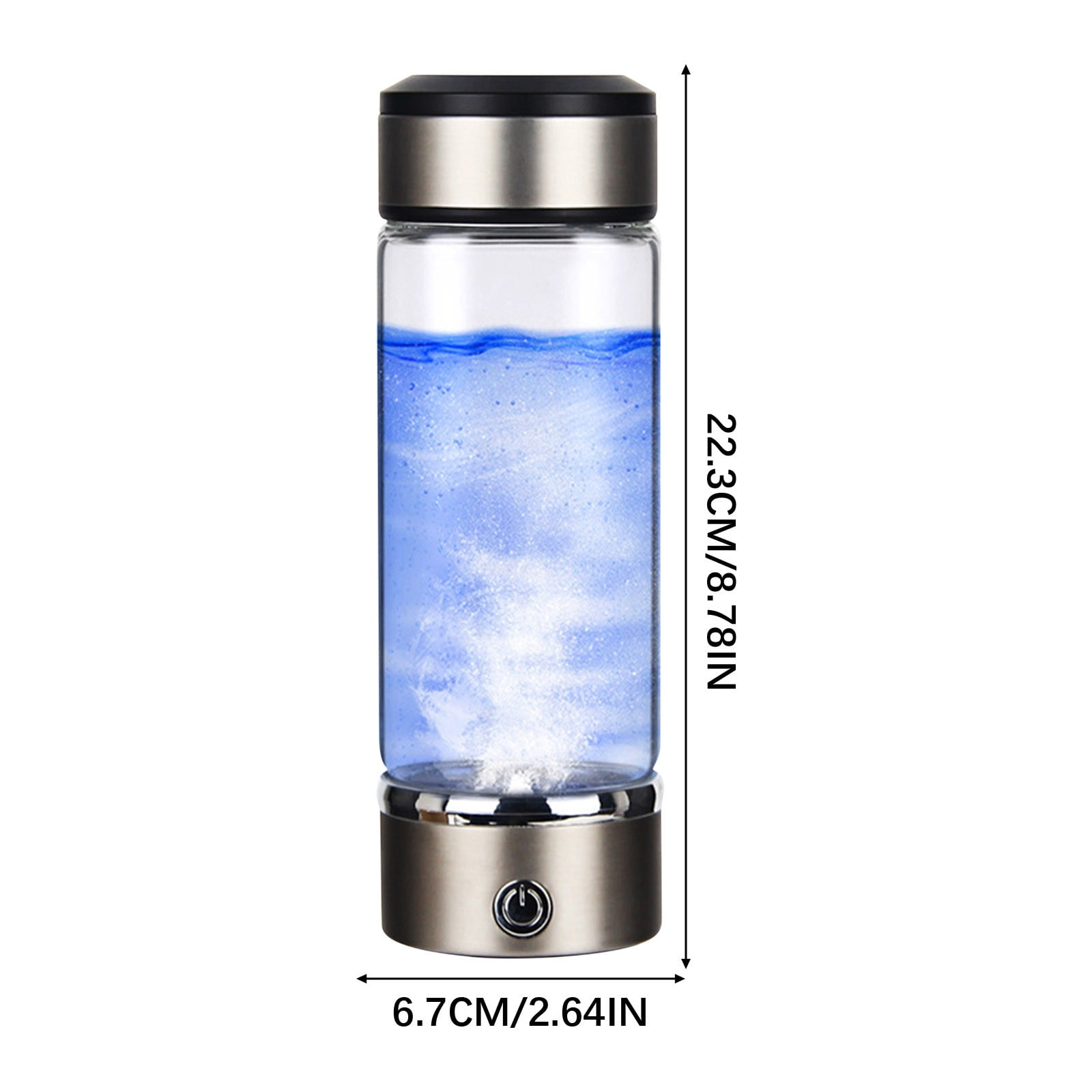 IMossad Hydrogen Water Cup, Ionized Glass Health Drinking Bottle, Portable Enriched Water Cup for Home, Office, Fitness, Wellness, Double Layer Design