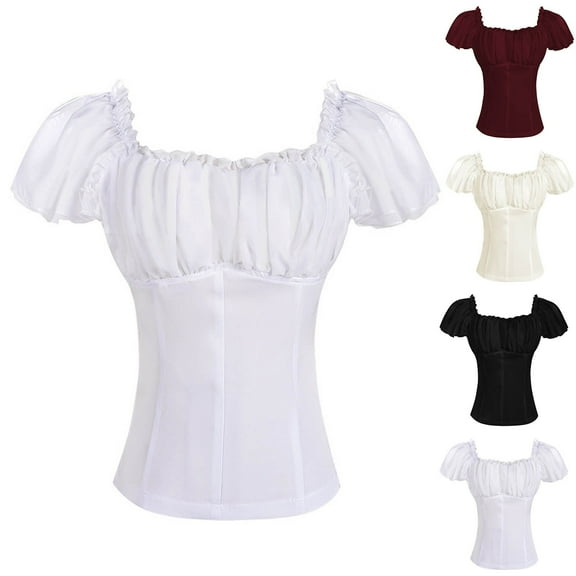 Bovxnpu Summer Short Sleeve T Shirts Puff Sleeve Top Basic Lightweight Soft Cotton V Neck Summer Tops (Women's or Women's Plus)