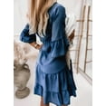 thumbnail image 4 of Women's Denim Dress Doll Layered Short Sleeved Button Denim Shirt Dress  Elegant & Trendy Fashion, 4 of 6