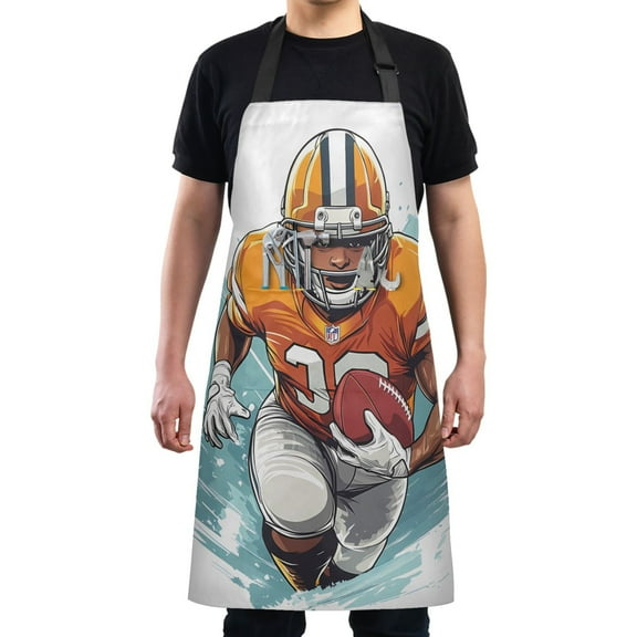 Kitchen Apron with 2 Pockets Adjustable waterproof Cooking Aprons for Women Men Chef Cartoon American Football Player