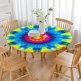 thumbnail image 3 of Colorful Tie Dye Mandala Pattern Round Fitted Tablecloth with Elastic Edge,Dining Table Cover Waterproof,Outdoor Round Tablecloth for Camping,Dining,Indoor and Outdoor, 3 of 7