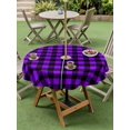 thumbnail image 5 of Outdoor Tablecloth with Umbrella Hole, Black Purple Plaid Spillproof Waterproof Outdoor Table Cover, Farmhouse Simple Buffalo Checked Patio Tablecloths for Party/Garden/Picnic, Round 54 inch, 5 of 9