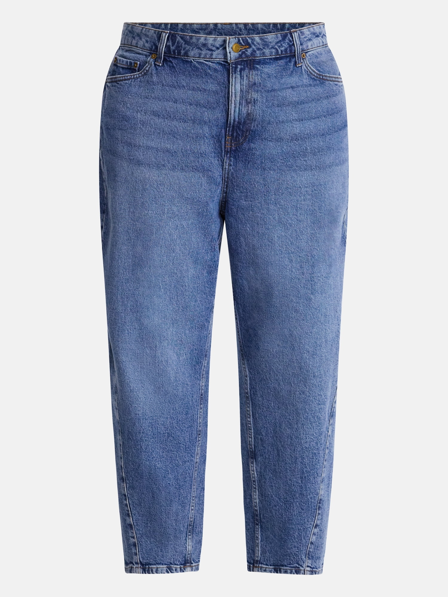 Terra & Sky Women's Plus Mid Rise Barrel Jeans, 30” Inseam, Sizes 16W-24W