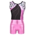 thumbnail image 3 of Sholeno Girls Gymnastics Leotards One-piece Sleeveless Dance Unitards Matching Shorts Set Activewear Leopard 8, 3 of 7