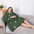 thumbnail image 5 of Oversized Wearable Blanket Hoodie,Dark Green Sun Planet Star Cloud Pattern Sherpa Blanket Hoodie with Super Pockets,Super Warm Fuzzy Pullover for Women & Men, 5 of 6