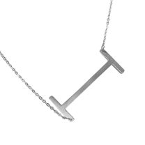SuperJeweler I Initial Sideways Necklace for Women, Silver, 18"