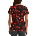 thumbnail image 3 of Valentines Scrubs Tops Women Plus Size Loose Short Sleeve Cute Love Heart Printed Scrubs Hoilday V Neck Scrub Shirts Medical Nurse Uniform Nursing Workwear with Pockets Wine M, 3 of 5
