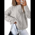 thumbnail image 3 of Suéteres de Cuello Redondo de Punto Extragrandes para Mujer Gris M, 3 of 8