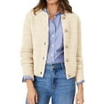 thumbnail image 4 of WTOBBY Women's Button-Down Knit Cardigan Casual Sweater Jacket, Solid Color Long Sleeve Open Front Coat with Soft Fabric, Cozy Layering Piece for Fall or Winter Fashion,Khaki XL, 4 of 5