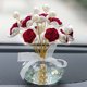 thumbnail image 5 of Adorno de coche rosa con base de corte de cristal | Ramo de rosas en maceta artificial | Figura de flor decorativa para el tablero de la oficina del hogar | Utilería de fotografía artesanal | 1, 5 of 7