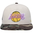 thumbnail image 2 of Men's Mitchell & Ness Cream Los Angeles Lakers Hardwood Classics 2010 NBA Finals Patch Off White Camo Fitted Hat, 2 of 5