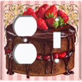 thumbnail image 4 of Metal Light Switch Plate Cover Elegant Strawberry Cake Striped Wallpaper Pink CAK054, 4 of 13