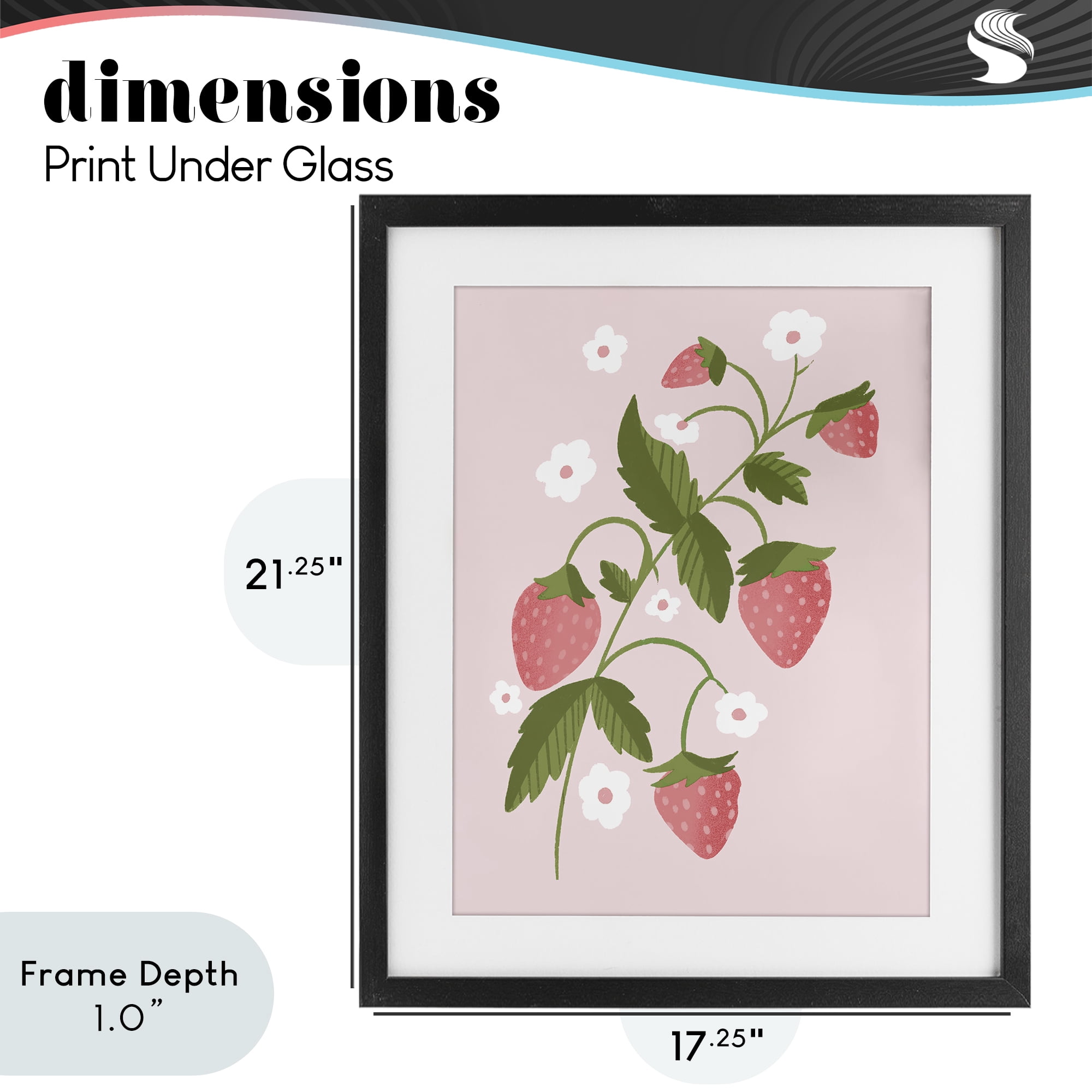 Stupell Industries Pastel Strawberries Branch Black Framed Print Under Glass, design by Paige Sredenschek