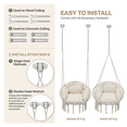 thumbnail image 5 of MoNiBloom Hammock Chair, Macrame Hanging Swing Chair with Padded Cushion, Max 350lbs, Hanging Cotton Rope Chair for Indoor, Outdoor, Bedroom, Patio, Porch, Garden, Beige, 5 of 8