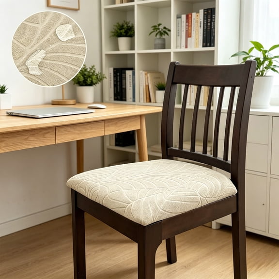 SouMaox Chair Seat Cover, Stretchable Desk Chair Slipcover, Washable Fabric Seat Protector for Dining Room, Office Chair, Home Use, 21" x 21" Beige