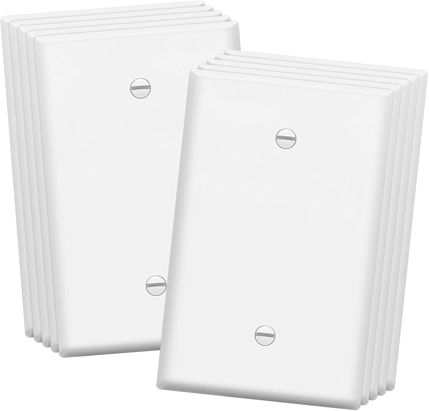 ENERLITES Oversized Blank Wall Plate, Jumbo Outlet Covers, Over-Size 1-Gang, Unbreakable Polycarbonate Thermoplastic, Gloss Finish, White, 10 Pack