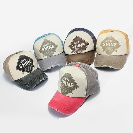 Flat Bill Baseball - Sun Hat Unisex Mens Women Curved Flat Bill Washed Cotton Baseball Golf Ball Cap Sun Hat