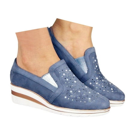 Oyedens Womens Slip on Loafers Suede Platform Wedge High Heels Comfort Walking Work Shoes for Women