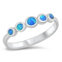 CHOOSE YOUR COLOR Modern Circle Ring .925 Sterling Silver Band Blue CZ Jewelry Female Size 5