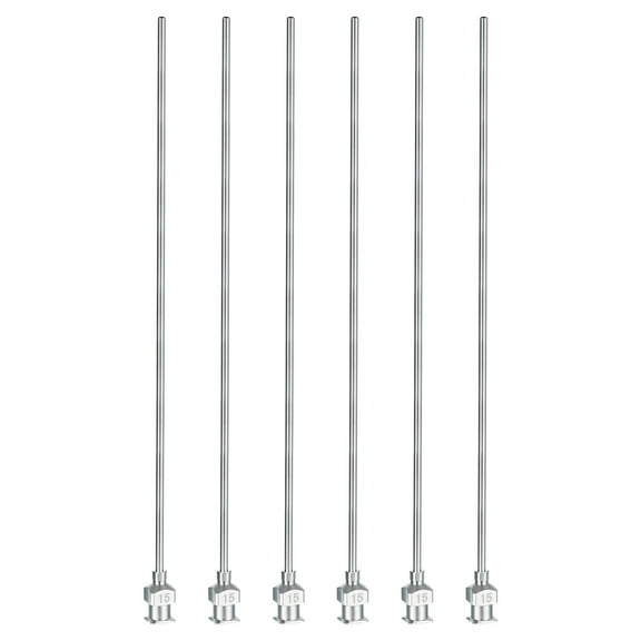 Uxcell 6 Pcs 15G 5 Inch Blunt Tip Dispensing Needle with Lure Lock for Refilling Liquid Inks Adhesives