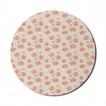 Autumn Mouse Pad for Computers, Botanical Garden Theme with Abstract Petals of Bedding Plants in Pastel Fall Shades, Round Non-Slip Thick Rubber Modern Mousepad, 8" Round, Multicolor, by Ambesonne