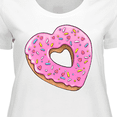 thumbnail image 4 of Inktastic Heart Shaped Donut with Pink Icing and Sprinkles Women's Plus Size T-Shirt, 4 of 5