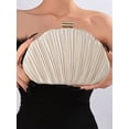 thumbnail image 2 of Women's Pleated Shell Clutch Bag Evening Handbag with Metal Frame for Party Wedding, 2 of 6