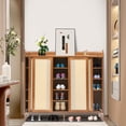 thumbnail image 6 of Stylish Bamboo Shoe Cabinet, 6-Tier, 33.07lbs per Shelf Capacity, Sliding Doors for Easy Access, Space-Saving, Suitable for Home and Office Use, 6 of 9